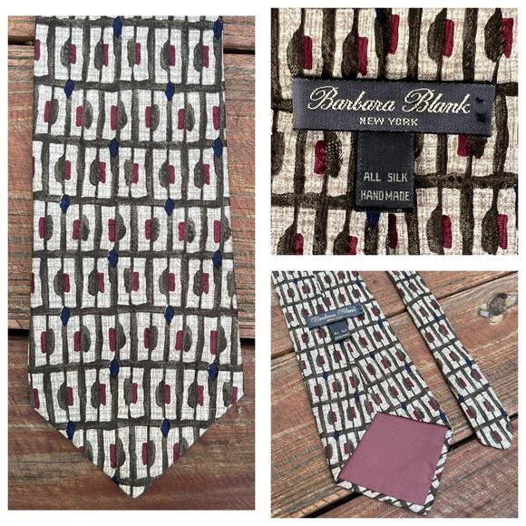 Barbara Blank NY Vintage Silk Tie | 60s Mod Abstract Retro Mid Century Handmade - Picture 1 of 8